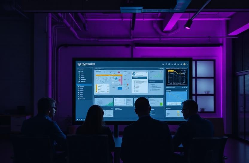 Team reviewing custom construction software